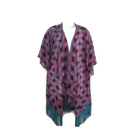 LuLaRoe Open Lightweight Flowy Cardigan Coverup with Fringe and Drape Cascading - Picture 1 of 5